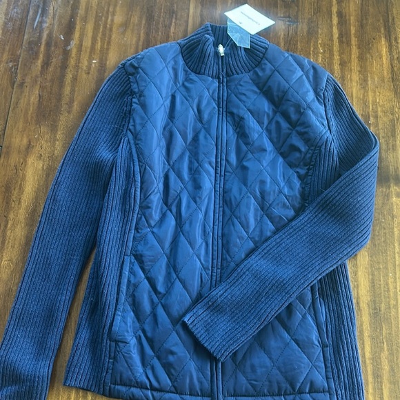 Croft & Barrow Quilted zip sweater jacket Petite Small Blue PS - Picture 1 of 3
